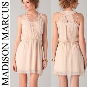Madison Marcus Blush Silk Lace Triumph Dress XS Romantic Mini Boho Coastal
